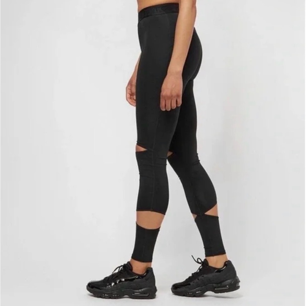 Ivy Park Size XL High Rise Black Slash Leggings Full Length Athletic Edgy Goth - Picture 2 of 15